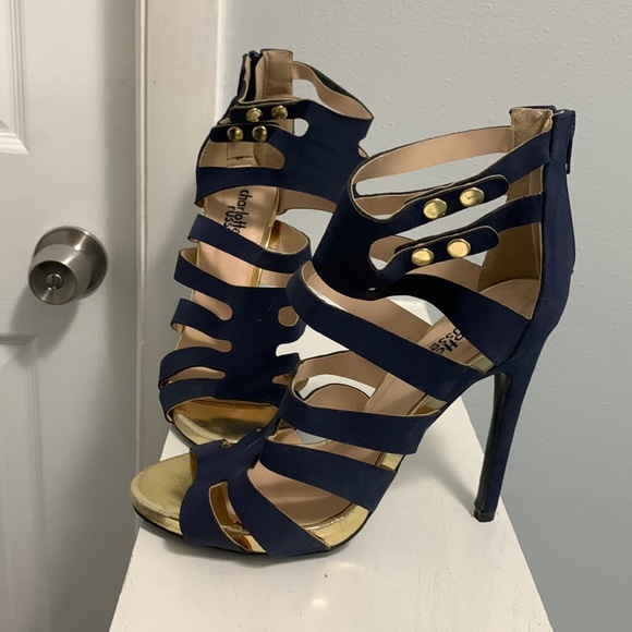 Charlotte Russe Shoes Navy Strappy Heels Poshmark Basket To Hang On Front Door Air Plant Wall Holder